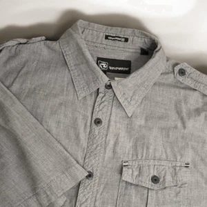 Ocean Current Button-Up Short Sleeve Camp Shirt Men’s Medium Gray Wrinkle Free - Picture 1 of 11
