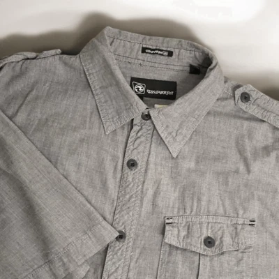 Ocean Current Button-Up Short Sleeve Camp Shirt Men’s Medium Gray Wrinkle Free - Image 1 of 4