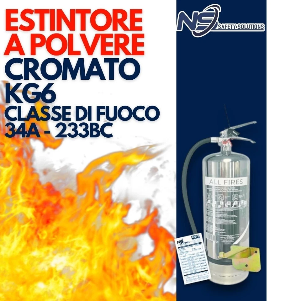 Estintore A Polvere 6 Kg Cromato con Certificazione I semestre E Cartello
