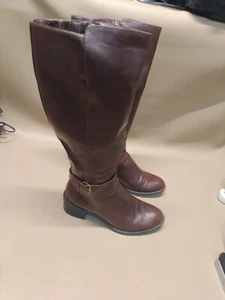 Botas de montar Chaps para mujer hasta la rodilla 8,5B marrón chocolate imitación cuero cremallera completa - Imagen 1 de 16