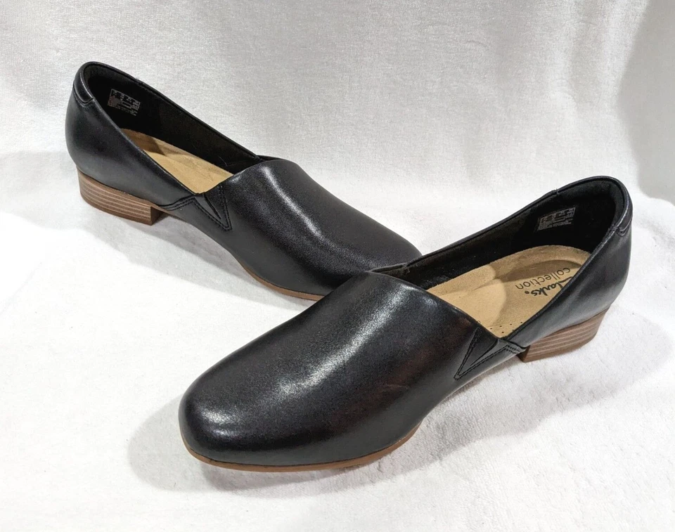 Clarks Womens Juliet Palm Loafer Black Leather 10 US