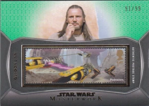 2021 Star Wars Masterwork SC-QG Qui-Gon Jinn Pod Green Postage Stamp Relic 91/99 - Picture 1 of 1