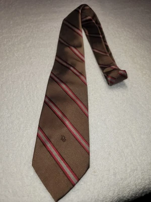 Christian Dior мужской винтажный заостренный конец галстук галстук шоколадный коричневый красный - Изображение 1 из 4