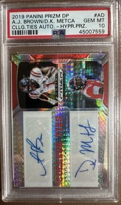 2019 Panini Prizm College Ties Auto DK Metcalf AJ Brown #CTA-AD Hyper Prizm /20 - Image 1 of 4