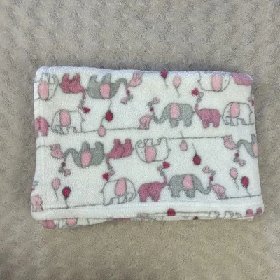 RN 36753 Elefantes Globos Bebé Manta Rosa Blanco Gris Corazones Seguridad Lovey Foto 1 de 4