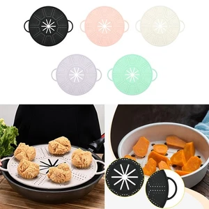 Silicone Spill Stopper Lid Double Handle Pot Holder Silicone Splatter Screen - Picture 1 of 32