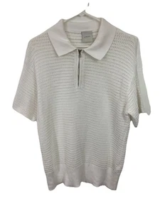Varley Clayton Polo Medio Cremallera Cuello Malla Tejido Suéter Blanco Mujer S Costero - Imagen 1 de 12