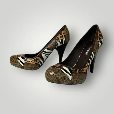 Casa de muñecas retazos animal estampado Dina imitación cuero mujer 9 zapatos de tacón Foto 1 de 4