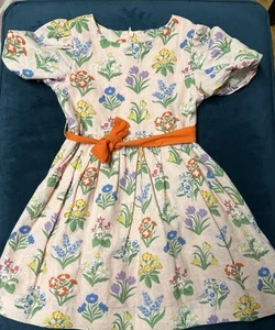 Mini Boden Girls Linen Floral Dress 5/6 Y - Picture 1 of 5