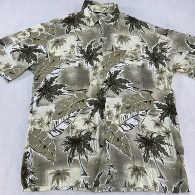 Vintage Compania Moda Shirt Men's Large Palm Tree Hawaii Button Up Rayon 90s AOP - Image 1 of 4