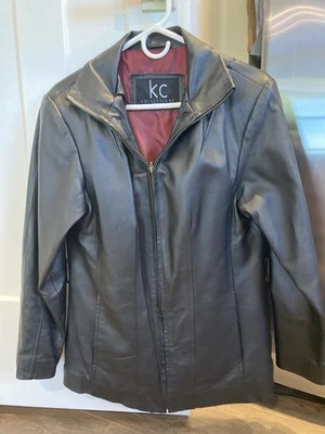 Chaqueta de cuero negra KC Collections talla S, para mujer (sin cinturón) Foto 1 de 4