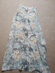 CITRON SILK VIBRANT COLORFUL FLORAL & PINUP GIRL MOTIF MAXI LENGTH DRESS L USA - Picture 1 of 6