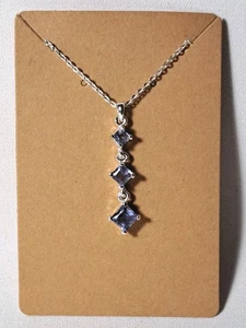 Lila Tansanit Kristall Anhänger Tropfen Hänger 18" Halskette silberfarben J45 - Bild 1 von 7