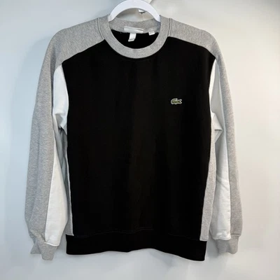 Lacoste Colorblock Crewneck Sweatshirt Medium Black White Gray - Image 1 of 4