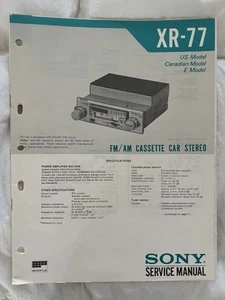 Sony Model XR-77 Car Stereo Factory Service Manual - Picture 1 of 6