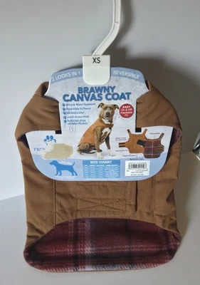 NEW Free Cycle Brawny Canvas Flannel Reversible Dog Coat Sz XS - Image 1 of 4
