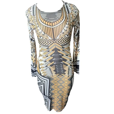 Aria Clothing Women's Bodycon Dress Geometric Print Long Sleeve Small - Image 1 of 4