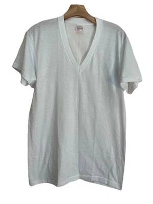Camiseta De Colección Sears Delgada Blanca Cuello en V Años 70 80 Puntada Única EE. UU. Grande 42-44 Foto 1 de 4