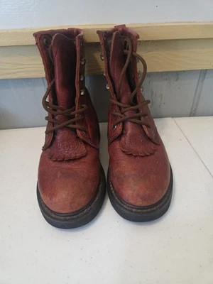 Dan Post brown leather lace up kilted work boots round toe kid toddler 11.5  - Image 1 of 4