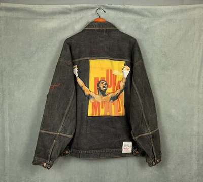 Vintage Y2K Platinum Fubu Muhammad Ali Oversized Denim Jacket Size 3XL Hip Hop - Image 1 of 4