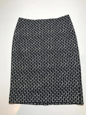 Falda lápiz Adrianna Papell para mujer 4 en negro blanco geo patrón algodón elástico Foto 1 de 4