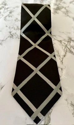 Burtons Designer Tie Black Grey Striped Pattern Free Postage - Image 1 of 4