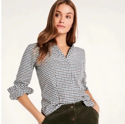 Camisa social Brooks Brothers algodão babado marrom xadrez azul-petróleo Preppy clássica 10 NOVA - Imagem 1 de 4