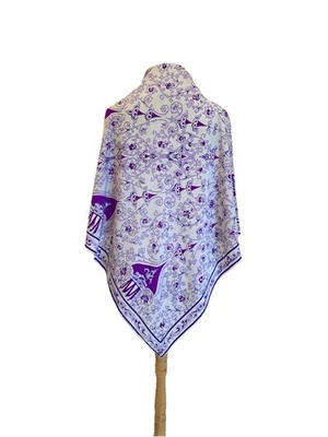 H31# Emilio Pucci Silk Scarf Purple White Baroque Print Square Vintage Italy - Image 1 of 4