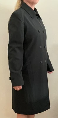 Gabardina negra para mujer Anne Klein talla 8 forrada de poliéster/lycra, bolsillos laterales Foto 1 de 4