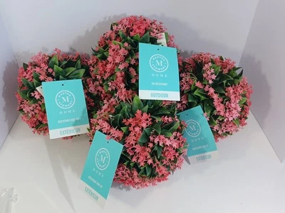 4 Martha Stewart Topiary Kissing Ball Fern & Pink Jasmine, 8" Height, New - Image 1 of 2