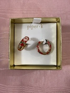 Piper K hinged enameled hoops red floral so pretty lunar new year! - Picture 1 of 4