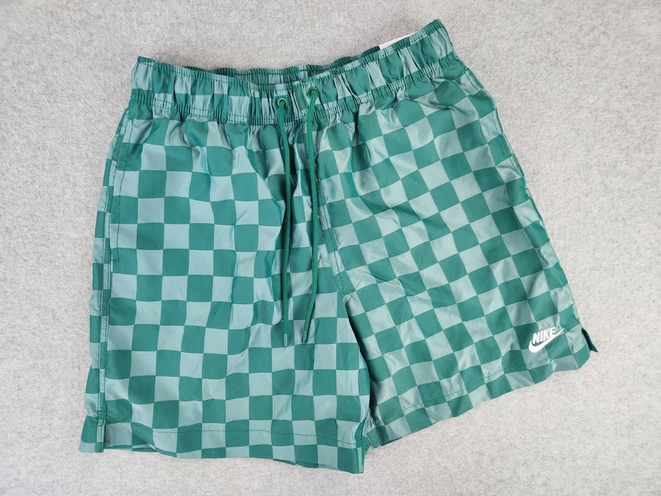Nike Club Flow 6" Checkered Green Shorts FN3098 - Mens Size Medium