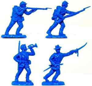 8 Britains Herald Civil War Union Infantry Recasts - Unpainted 51mm Toy Soldiers