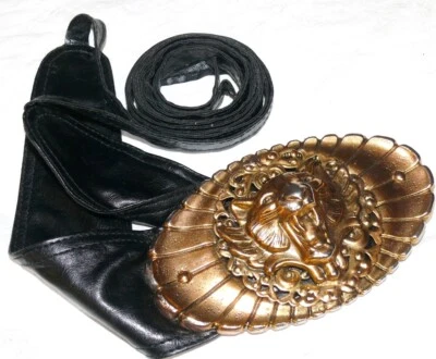 VTG San Lorenzo Ibiza Womens Black Leather Wrap Belt Lion Head Buckle Italy - Image 1 of 4