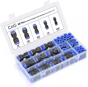 60PCS Quick Connect Air Hose Fittings Kit – 5/32, 1/4, 5/16, 3/8, 1/2 Inch Push- - Picture 1 of 7