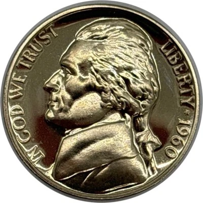 1960 U.S. Mint Proof Jefferson Nickel Mirror Finish - Image 1 of 4
