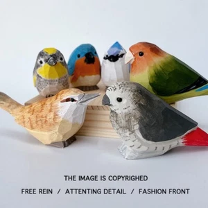 Handmade Wooden Bird Ornament Cute Parrot Solid Wood Decoration, Birthday Gift - Picture 1 of 34