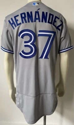 Camiseta deportiva de béisbol 2020 Toronto Blue Jays Teoscar Hernández usada en juegos MLB Holo Foto 1 de 4