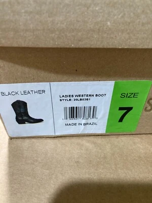 Bota Western Steve Madden para mujer de cuero negro talla 7 20LB03S1 NUEVA EN CAJA Foto 1 de 4