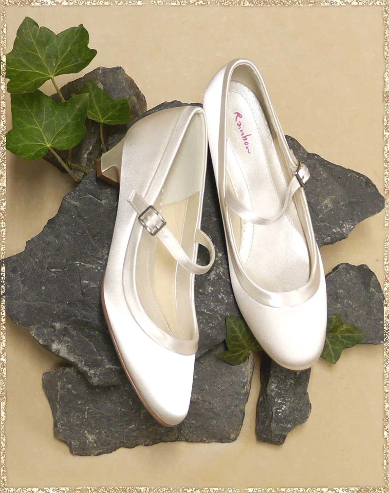 Brautschuhe Rainbow Club Larissa Ivory Satin Riemchenpumps mit Absatz Gr. 40,5 - Bild 1 von 1