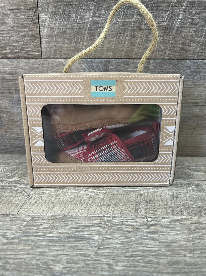 婴儿 TODDLER TOMS TINY INCA 红色 PLAID 原装 10014257 5 码 — 第 1/4 张图片