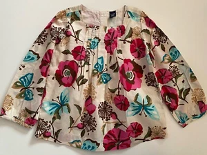 Baby Gap Floral Blouse Top Shirt Lined Cream Pink Blue Long Sleeve Size 4 Years - Picture 1 of 2
