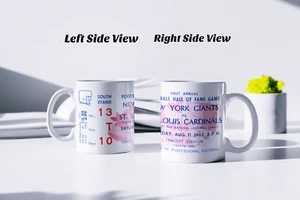 NFL 1962 - 1st Annual Hall of Fame Game Giants vs Cards Ticket Mug 11oz New - Picture 1 of 2