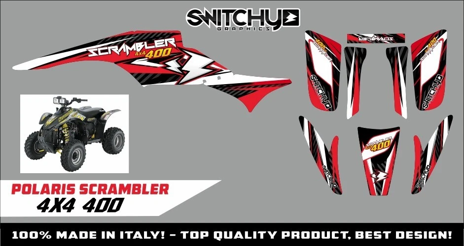 Set Sticker Graphics Kit Atv Quad 4x4 400 DROP Red POLARIS SCRAMBLER 1995 2009 - Image 1 of 1