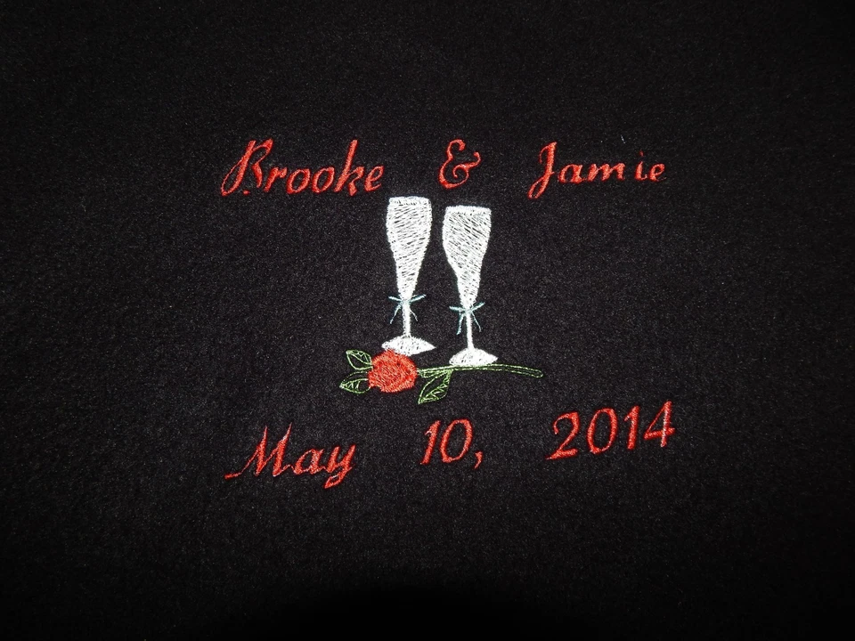 Wine Glass Bride & Groom Personalized Wedding Fleece Blanket Throw Shower Gift - Image 1 of 1