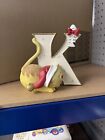 CERAMIC LETTER K WITH A CAT  5"LONG X 5" WIDE