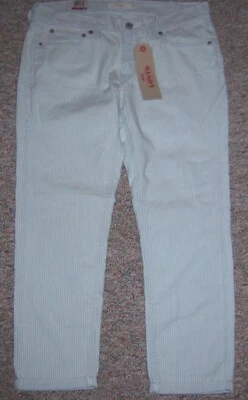 Pantalones capris cortos tiro medio calce novio rayas azul blanco LEVI'S talla 28 o 6 nuevos con etiquetas Foto 1 de 4
