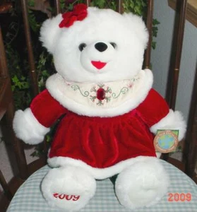 2009 WalMART CHRISTMAS Snowflake TEDDY BEAR White Girl 20" Red Cothes Nice NWT - Picture 1 of 1