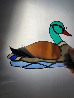 Vitral hecho a mano pato mallardo atrapasol 8 X 6 pulgadas decoración de ventana Foto 1 de 4
