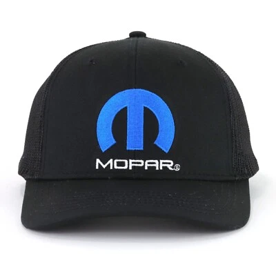 Gorra de béisbol con logotipo de Mopar malla negra Snapback Trucker con licencia oficial Dodge Foto 1 de 4